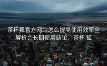 茶杯狐官方网站怎么提高使用效率全解析：长期使用结论，茶杯 狐