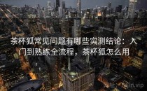 茶杯狐常见问题有哪些实测结论：入门到熟练全流程，茶杯狐怎么用