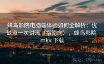 蜂鸟影院电脑端体验如何全解析：优缺点一次讲清（指南向），蜂鸟影院 mkv 下载